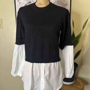 Truth Black and White Layered Blouse
